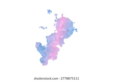 Moscow Map - Polygon Style Vector Illustration in Pastel Blue and Pink Gradient, Low Poly Geometric Design, Isolated on White Background for Infographics and Education.