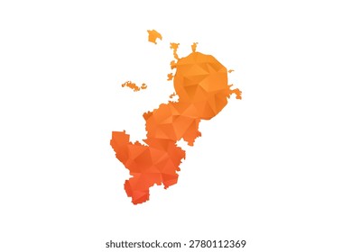 Moscow Map - Polygon Style Vector Illustration in Orange Gradient, Low Poly Geometric Design, Isolated on White Background for Infographics and Education.