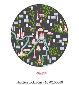 Moscow map. Vector sketch illustration