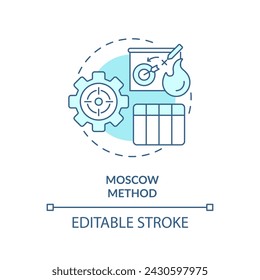 MoSCoW method soft blue concept icon. Task organization. Round shape line illustration. Abstract idea. Graphic design. Easy to use in infographic, promotional material, article, blog post