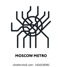 Moscow Metro Map Underground Subway. Vector Flat Line Icon Illustration.