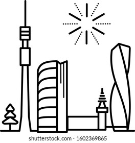 Moscow modern city line art icon     