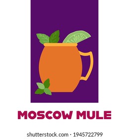 Moscow Mule Cocktail Flat Vector Illustration