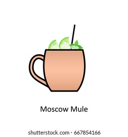 Moscow Mule Cocktail Icon In Flat Style. Vector Illustration