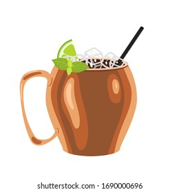 Moscow Mule cocktail isolate on a white background. Vector graphics.