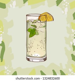 Moscow Mule Contemporary Classics bar alcoholic drink. Vector hand drawn menu design image collection. Sketch isolated illustration of cocktail.