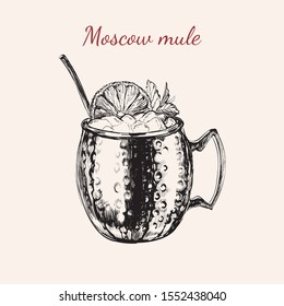 Moscow Mule Hand Drawn Drink Vector Illustration