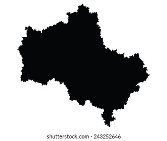 Moscow Oblast vector map isolated on white background. High detailed silhouette illustration. Russia oblast map illustration. Moskovskaya oblast map.