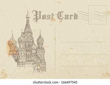 moscow, postcard, old paper 