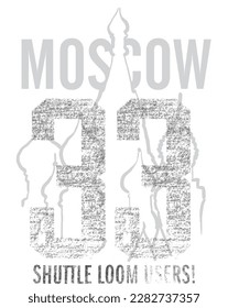 moscow print pattern consisting of texts suitable for textiles white background