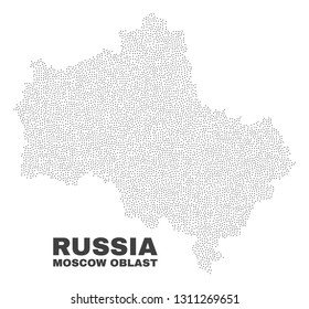 Moscow Region map designed with small points. Vector abstraction in black color is isolated on a white background. Scattered small particles are organized into Moscow Region map.