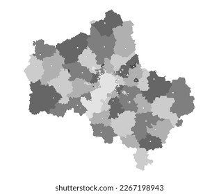 Moskauer Stadtplan (mit Unterteilung) mit kartierten Großstädten (optional)