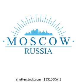 Moscow Russia. Banner Design. City Skyline. Silhouette Vector. Famous Monuments.