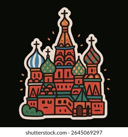 moscow, russia, basil, church, red, square, cute, fun, art, kids, sketch, doodle, dome, icon, travel, cartoon, hand, draw, sticker, landmark, city, famous, simple, cross