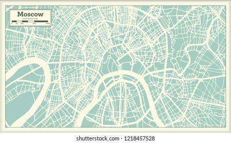 Moscow Russia City Map In Retro Style. Outline Map. Vector Illustration.