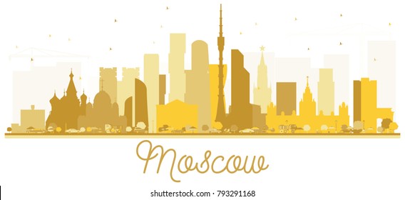 Moscow Russia City skyline golden silhouette. Vector illustration. Moscow isolated on white background.