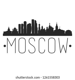 Moscow Russia. City Skyline. Silhouette City. Design Vector. Famous Monuments.