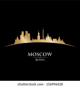 Moscow Russia City Skyline Silhouette. Vector Illustration