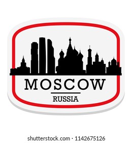 Moscow Russia Label Stamp Icon Skyline City Design Tourism logo.