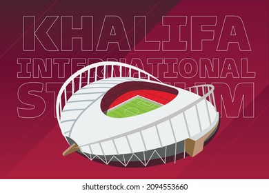 Moscow, Russia - November 17, 2021: Qatar world cup 2022 stadium. Khalifa international Soccer stadiums buildings. World cup.