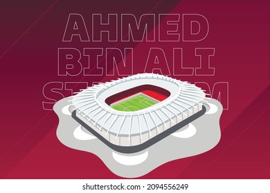 Moscow, Russia - November 17, 2021: Qatar world cup 2022 stadium. Ahmed bin ali . Soccer stadiums buildings. World cup.