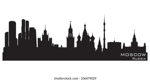 Moscow, Russia skyline. Detailed vector silhouette