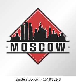 Moscow Russia Skyline Logo City. Adventure Landscape Design Vector Illustration.