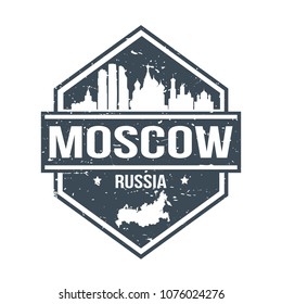 Moscow Russia Travel Stamp. Icon Skyline City Design Vector.
