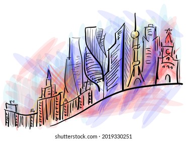 moscow skyline abstract vector illustration 