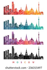 Moscow  skyline detailed silhouette. Vector illustration