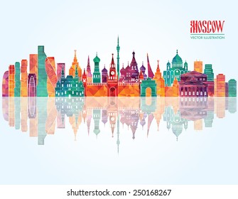 Moscow  skyline detailed silhouette. Vector illustration