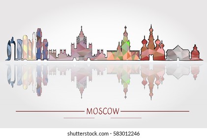 Moscow skyline detailed silhouette. Vector illustration