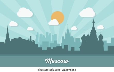 Moscow skyline - flat design - vector illustration