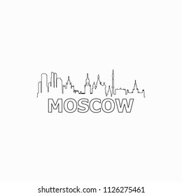 Moscow skyline and landmarks silhouette black vector icon. Moscow panorama. Russia