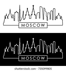 Moscow skyline. Linear style. Editable vector file.