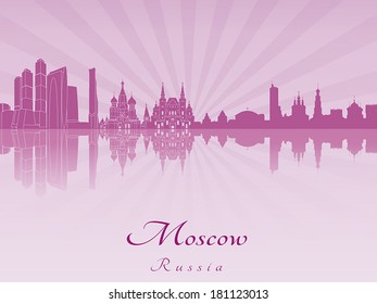 Moscow skyline in purple radiant orchid in editable vector file