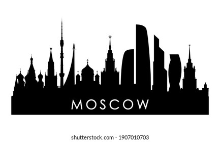 Moscow skyline silhouette. Black Moscow city design isolated on white background. 