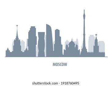 Moscow skyline silhouette - landmarks cityscape in liner style