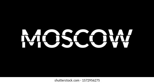 Moscow typography text. Modern design with glitch effect. T-Shirt graphic. Vector illustration.