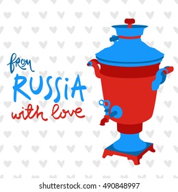 Moscow. vector illustration with russian symbols. Modern pop graphic samovar and calligraphy
