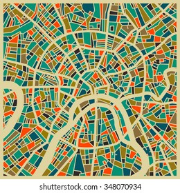 Moscow vector map. Colorful vintage design base for travel card, advertising, gift or poster.