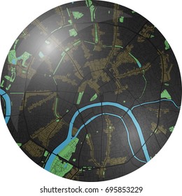 Moscow vector map with dark colors.