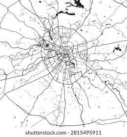 Moscow Vector Map - Detailed City Street Plan, Ring Road Network and Moskva River