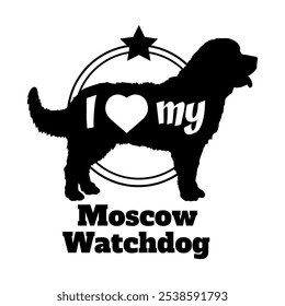 Moscow Watchdog dog silhouette, i love my dog,  dog, dog breeds, logo, vector, silhouette, animal, illustration, icon, sign, black, pet,