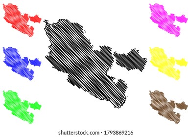 Moselle Department (Francia, República Francesa, región de Grand Est) cartografía ilustración vectorial, esbozo garabato Mapa de Mosela