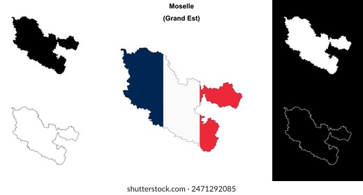 Moselle department outline map set