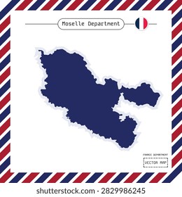 Moselle department vector map from northeastern France, featuring clean administrative styling for geography, tourism, education, regional planning, business and cartographic presentations.