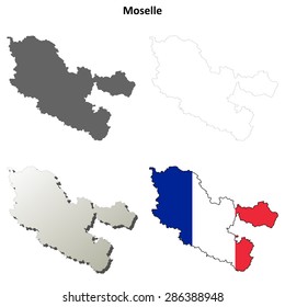 Moselle (Lorraine) outline map set