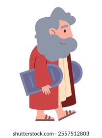 moses bible character with ten commandments isolated