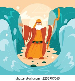 Moses cartoon character. vector illustration design.
